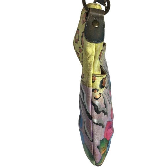 Anuschka NEVER USED Handpainted Leather Cross Body Floral Animal - Picture 9 of 13